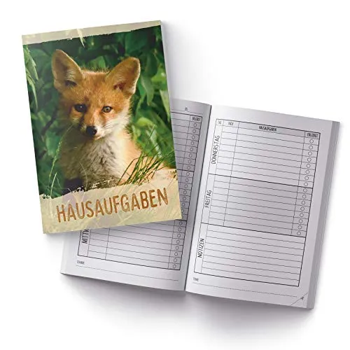 itenga Hausaufgabenheft Fuchs DIN A5 96 Seiten Schulbedarf Meine Hausaufgaben für Grundschule Gemeinschaftsschule Realschule Gymnasium