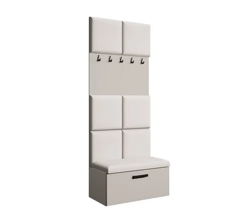 Garderobe MARGARET I - Elegante Flurlösung mit gepolsterten Paneelen - Drohnen - Die stilvolle Garderobe MARGARET I bietet bequeme gepolsterte Paneele und praktische Kleiderhaken für Organisation und Komfort in Ihrem Flur.