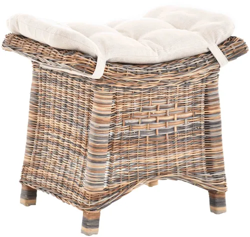 Rattan Fußhocker mit Kissen – Modern und Vielseitig - Stylischer Sitzhocker aus geflochtenem Rattan mit bequemem Kissen. Ideal für Wohnzimmer, Schlafzimmer oder Lounge. Praktisch und dekorativ – eine perfekte Ergänzung für jeden Raum!