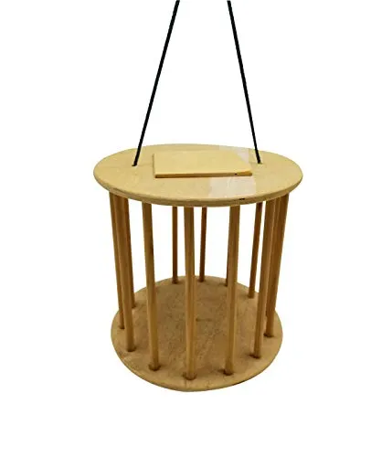 Dehner Natura Premium Kleintier Zubehör Heuraufe Natural, Futterspender für Kaninchen / Nager, Ø 23 cm, Höhe 23 cm, Holz, natur