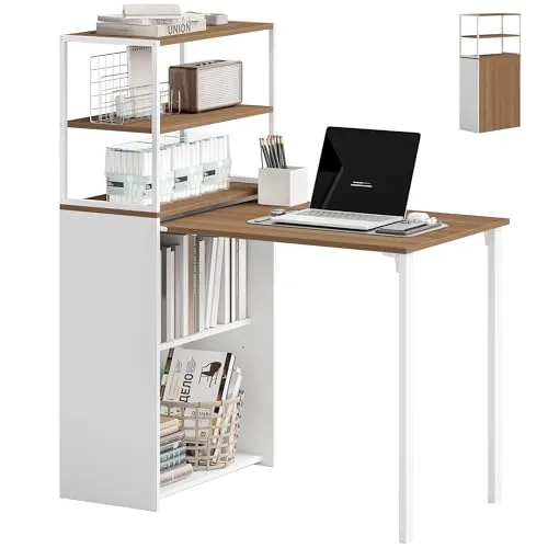 HOMCOM Klappbarer Schreibtisch mit Regal