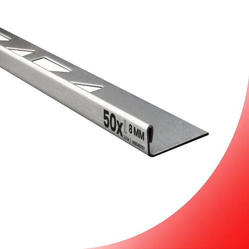 50x L-Profil Edelstahlschiene Fliesenschiene 250cm gebürstet - Hochwertige Fliesenschiene aus Edelstahl, ideal für moderne Anwendungen. Mit 50 Stück in der Packung und einer Länge von 250cm bieten sie eine zuverlässige Lösung für Ihr Projekt.