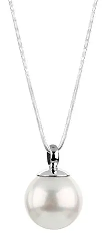 Nenalina Damen Halskette mit Muschelkernperle - Ketten für Damen, eleganter Halsschmuck aus hochwertigem 925 Sterling Silber mit einer 14 mm großen Muschelkernperle – ideal als Brautschmuck oder Geschenk für besondere Anlässe.