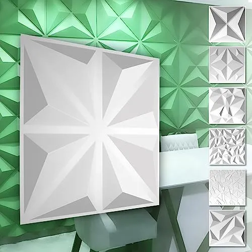 HEXIM 3D Wandpaneele, PVC Kunststoff weiß - Diamond Design Paneele 50x50cm Wandverkleidung (0.25QM HD017) Diamond Schlafzimmer Ideen