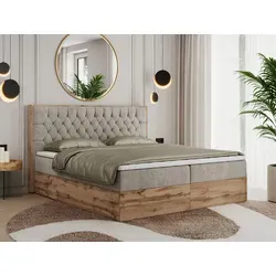 MKS MEBLE Boxspringbett 140x200 mit Bettkasten - Elegantes Polsterbett mit 7-Zonen Taschenfederkernmatratze H4 und integriertem Bettkasten für zusätzlichen Stauraum – ideal für ein komfortables Schlafzimmer.
