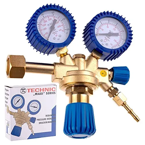 Druckminderer für 10-bar Sauerstoffflaschen mit Messingmanometer G3/4