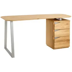 VOGL Möbelfabrik Schreibtisch Erik – Beige, 150 cm, Made in Germany - Kinderschreibtische, teilmassiv mit Schweizer Kante, 3 Schubladen für viel Stauraum und pflegeleichte Oberfläche für eine einfache Reinigung.
