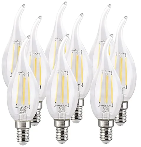 Luminea LED-Kerzen E14 warmweiß: 9er-Set LED-Filament-Kerze, E14, E, 4 W, 470 Lumen (LED-Filament-Kerzen (warmweiß), LED-Filament in Kerzen-Form, Deckenlampe)