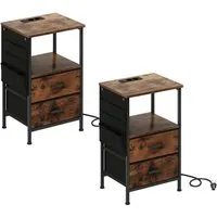 Costway Nachttisch mit LED und Ladestation – 2er Set Beistelltisch