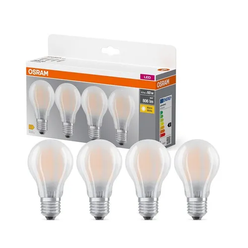 Osram 4er-Pack E27 LED Lampe 6,5W 806Lm warmweiss wie 60W Glühlampe 409985419348