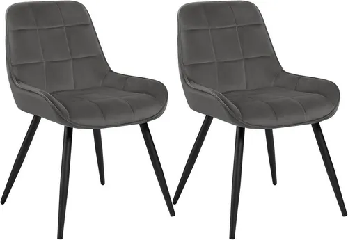 WOLTU Esszimmerstühle 2er Set - Ergonomischer Samtstuhl in Dunkelgrau - Esszimmerstühle aus robustem Samt mit ergonomischer Rückenlehne, ideal für hohen Komfort und stilvolle Akzente in Ihrem Zuhause.