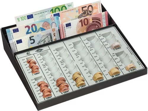 WEDO Zählbrett schwarz Metall-Gehäuse - Card-Reader mit robustem Metallgehäuse, ideal zur übersichtlichen Sortierung von Bargeld bis 125,75 EUR. Perfekt für eine einfache Verwaltung von Scheinen und Münzen!