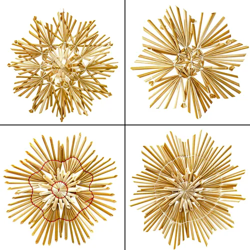 4er-Set Strohsterne Sterne  | Weihnachtsdeko Christbaumschmuck Ø ca. 14,5 cm