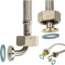 Tecuro - Trinkwasser Zulaufschlauch Ig Mit Bogen 90° X Ig - Ktw-a- Dvgw 3/8 X 3/8 X 500 Mm