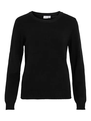 Vila Strickpullover VIRIL O-NECK L/S KNIT TOP - NOOS - Longpullover aus hochwertigem Feinstrick mit V-Ausschnitt, ideal für einen bequemen und stilvollen Look. Perfekt für den Alltag oder besondere Anlässe.