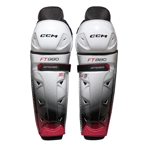 CCM JetSpeed FT880 Senior Eishockey Schienbeinschoner 14'' - Eishockey-Beinschützer mit leichtgewichtigem Design und strategischen Belüftungsöffnungen für optimale Luftzirkulation – ideal für Nachwuchs- und Wettkampfspieler.