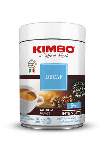 Kimbo Decaffeinato 250g Dose gemahlen,Kaffee, Mondo Barista, Siebträger,