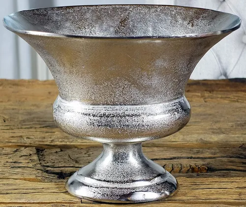 MichaelNoll Dekovase Aluminium Silber - Handgefertigte 30 cm Pokalvase - Dekovase aus schwerem Aluminium in RAW-Optik, handgefertigt und ein echter Blickfang für jedes Zuhause oder Gastronomie. Ideal für elegante Dekoration.