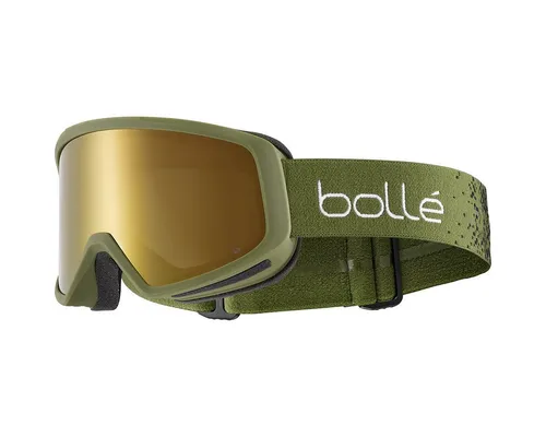 BOLLE BEDROCK PLUS Schneebrille 2026 - Olive Gradient Matte/Gold - Ski- & Snowboard-Brille mit 100 % UV-Schutz und Anti-Beschlag-Beschichtung. Komfortabel und stilvoll dank Flow Tech System und Doppelglas, ideal für ungetrübte Sicht auf der Piste.