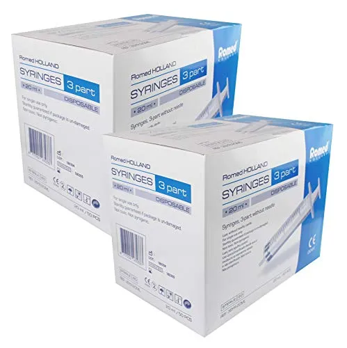Romed Medical Einmalspritzen Einwegspritzen 3-parth (Spritze 20 ml, Menge: 100 Stück)