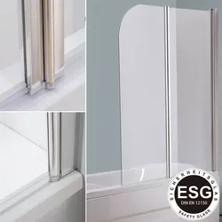 Feel2Home Badewannenaufsatz Duschabtrennung aus Klarglas 141x117cm - Elegante Badewannenfaltwand aus 5 mm ESG Sicherheitsglas, leicht zu reinigen und ideal für stilvolle Badezimmer. Genießen Sie ein spritzfreies Duscherlebnis mit einfacher Montage.