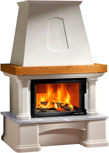 Kaminbausatz HAAS+SOHN GENF-III Ruivina mit Kamineinsatz Komfort-IV 180.18 - Kamin mit Holzheizleistung von 4-8 kW, energieeffizient (EEK A+) und stilvollem weißen Design, ideal für gemütliche Wärme in jedem Raum.
