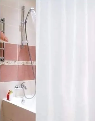 probath PEVA Duschvorhang Weiss 3D MOSAIK Retro GRAU Verschiedene Modelle 120x220 cm inkl. Duschvorhangringe - Überlänge (Weiss)