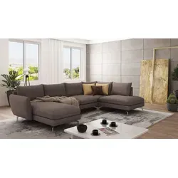 S-Style Möbel Wohnlandschaft Benita mit Metallfüßen in braun von S-Style Möbel