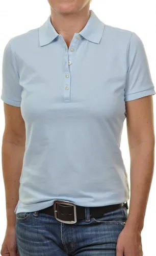 RAGWOMAN Damen Poloshirt Kurzarm Regular Baumwollmix Piqué Hellblau XXL