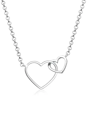 Elli Kette mit Anhänger Herz Unendlichkeit Liebe 925 Silber - Ketten mit Anhänger, moderne Halskette mit zwei verbundenen Herz-Anhängern, symbolisiert ewige Liebe und ist das perfekte Geschenk für Ihre Liebste.