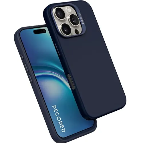 Decoded AntiMicrobial Silicone Backcover für iPhone 16 Pro Max - Navy - Schutzhülle mit antimikrobieller Technologie, schützt Ihr iPhone 16 Pro Max vor Bakterien und Kratzern, ideal für den täglichen Gebrauch.