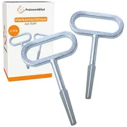 Vierkantschlüssel 2er Set 7 bis 10 mm aus Stahl 12,8 cm lang robust ergonomisch für Anhängerklappen Torverschlüsse Reparaturen universeller 4 Kant Steckschlüssel für Werkstatt Haushalt Fahrzeug