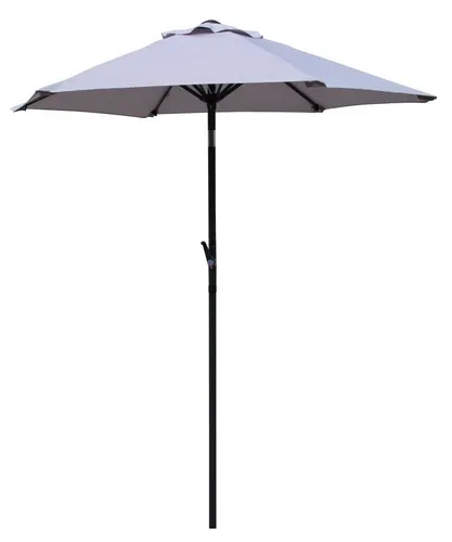 Pure Home & Garden Sonnenschirm Sunny 180 cm - Sonnenschirm mit Kurbelmechanik, kippbar und wasserabweisend, ideal für Balkon oder Garten, Farbe: hellgrau, Durchmesser: 180 cm.