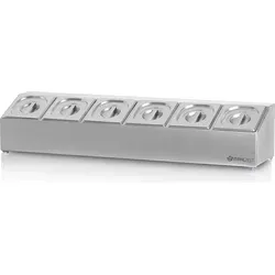 Mahlzeit Edelstahl Zutatenbehälter | 6 x 1/6 GN Catering Behälter mit Gummifüßen - Vorratsdosen-Sets für professionelle Küchen, ideal für die organisierte Aufbewahrung von Zutaten und Speisen, stabil durch rutschfeste Gummifüße und spülmaschinengeeignet.