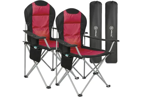 HOMECALL Klappbar Campingstuhl - Hochlehner mit Getränkehalter - Camping-Möbel mit hoher Rückenlehne für maximalen Komfort, ideal für lange Sitzungen beim Camping oder zu Hause.