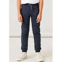 Name It Sweathose NKMSWEAT – Jogger mit verstellbarem Bund und Rippbündchen unifarben, casual, regular fit, Sweatware blau 170
