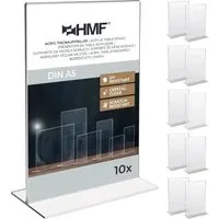 HMF 46921 10er Set Acryl Tischaufsteller DIN A5 Hochformat - Werbeartikel für stilvolle Präsentationen: 10 glasklare Tischaufsteller aus kratzfestem Acryl, ideal für Menükarten und Angebote, stabil und beidseitig nutzbar.