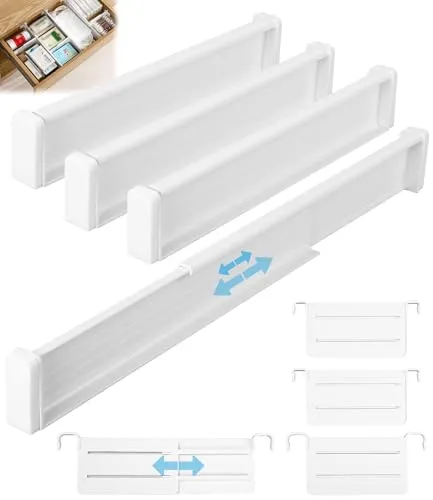 Cexovo Schubladen Organizer 4 Stück Verstellbare Schubladenteiler Erweiterbare Schubladen Trenner Schubladen Organizer für Küche Büro Kommode kleiderschrank organizer 32–56cm