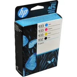 HP Tinten 6ZC71AE 932 933 4-farbig - Druckerpatronen mit Originalmaterial für lebendige Farben, ideal für HP OfficeJet 6100 und 6600, Kapazität: ca. 1 x 400 BK + 3 x 330 CMY A4-Seiten bei 5%.