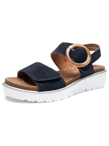 ara Damen Bilbao Sandale, BLAU, 38 EU - Wanderschuhe aus hochwertigem Leder mit High-Soft Innensohle für besten Tragekomfort. Der Klettverschluss sorgt für eine bequeme Passform bei jedem Abenteuer.