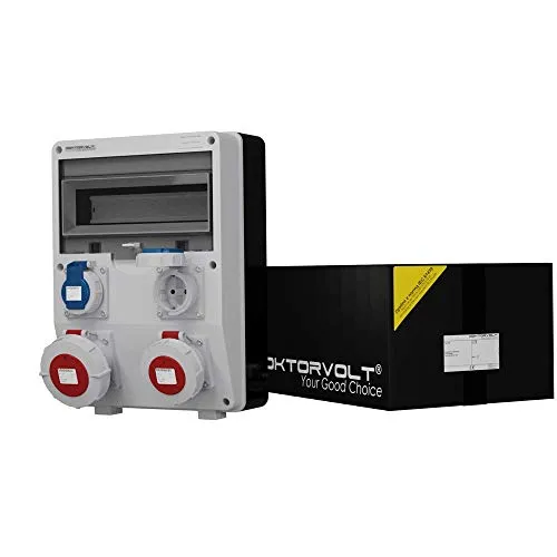 Stromverteiler TD IP65 1x16A 1x32A 2x230V Doktorvolt® 6664 - Sonstige Elektroinstallationsartikel - Robuster Baustromverteiler mit IP65 Schutz, ideal für Baustellen und industrielle Anwendungen, ausgestattet mit hochwertigen Mennekes-Steckdosen.