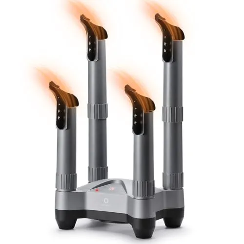AIRTHEREAL SD20 Elektrischer Schuhtrockner mit Timer & Ozon-Desinfektion | 110W Warmluft für 2 Paar | Teleskop-Stiefeltrockner für Skistiefel, Arbeitsschuhe, Sneaker & Handschuhe | Grau