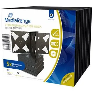 MediaRange CD Jewelcase 4Disc Black (5)R Leerhüllen, Kapazität: LEER