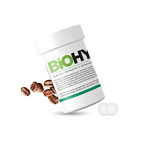 BiOHY Reinigungstabletten für Kaffeevollautomaten (25 Tabs) | Kaffeemaschinen Reinigungstabs gegen Kalk | Entkalkungstabletten für bestes Aroma |FÜR ALLE MARKEN GEEIGNET | verlängert das Geräteleben
