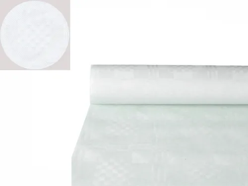 PAPSTAR Damast-Tischtuch 1,0 x 100 m - Weiß - Hochwertiges Tischtuch aus Papier, ideal für festliche Anlässe und Veranstaltungen, in praktischer 100 m Rolle für einfache Handhabung.