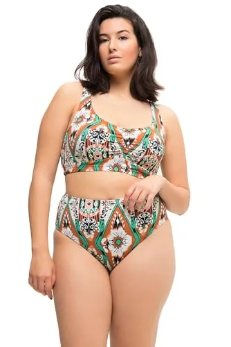 Studio Untold Damen große Größen Übergrößen Plus Size Bikini-Slip, Highwaist, Alloverprint cremé 46 829905600-46