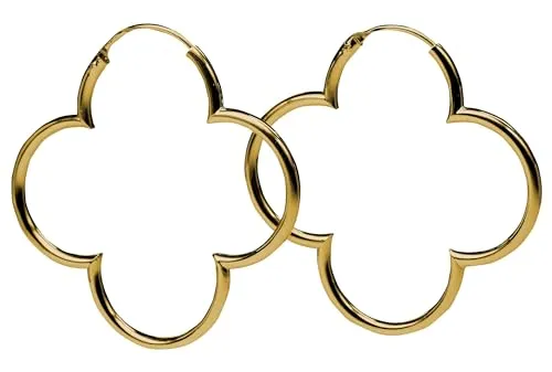 SILBERMOOS Damen Creolen Blumen Kleeblatt vergoldet - Elegante Ohrringe aus 925 Sterling Silber mit abriebfester 750er Vergoldung – ideal für stilvolle Akzente im Alltag.