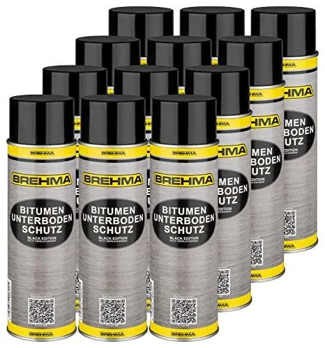 BREHMA 12x Bitumen Unterbodenschutz Black Edition 500ml Steinschlagschutz Spray schwarz