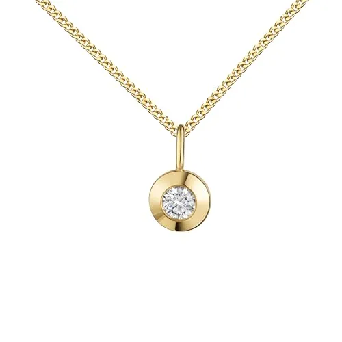 JEVELION Halskette Anhänger 333 Gold, 8 Karat 8K mit glitzer Zirkonia Goldschmuck für Damen Mit Damenkette 925 Silber vergoldet - Kettenlänge 50 cm.