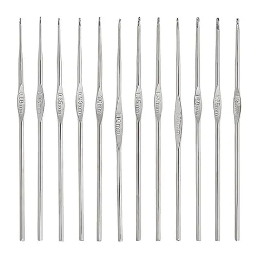 Häkelnadel Set 12 Stück Häkelnadeln, 12 Größe Häkelset für Anfänger Erwachsene Erfahrene Häkelliebhaber, Metall Häkelnadel Set Stricken Nadeln Kit Geschenk, Tragbarer Haushalt Werkzeug (0.6mm-1.9mm)